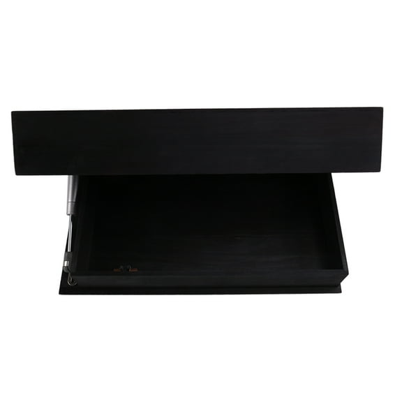 Flip Design Shelf with Secret Compartment Wall Mounted Bookshelf Modern Decoration Black