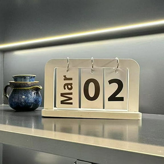 Flip Desk Calendar | Home Decorative Flip Calendar Ornament | Minimalist White PVC | Easy-to-Read High Contrast Date Display | 7.68x4.72in | Durable Modern Design | Desktop Wall Use | 1 Set