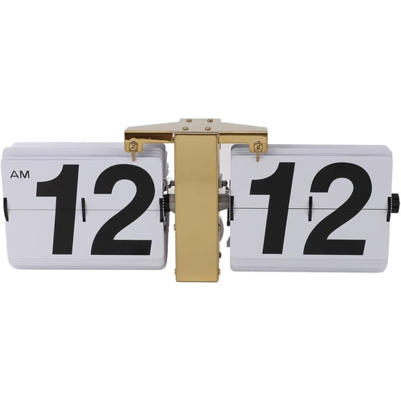 Flip Desk Clock, Automatic Flip Clock Mechanical Clock, Retro Flip Desk Table Clock Battery Powered Retro Digital Flip Down Clock for Desktop Standing Wall Hanging 12H (Gold)