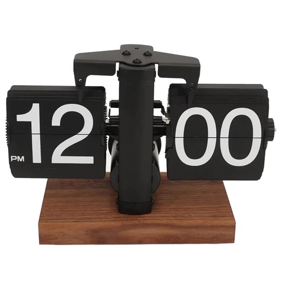 Flip Desk Clock, Digital Retro Clock with Automatic Rotating Tube, Battery Operated Mechanical Melting Clock Decoration