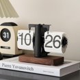 thumbnail image 1 of Flip Desk Clock, Retro Vintage Flip Desk Table Clock, Digital Flip Clock Sided Large Numbers Mechanical Flip Clock Wood Base for Living Room, Study Room and Office（Black）, 1 of 8