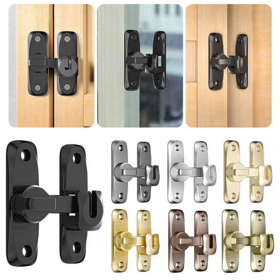 Flip Door Latch Lock, 90/180 Degree Right Angle Barn Door Gate Latches Lock Zinc Alloy Hardware Bold Thickened Anti-Rust Door Sliding Door Latch Lock for Cabinets 1 set
