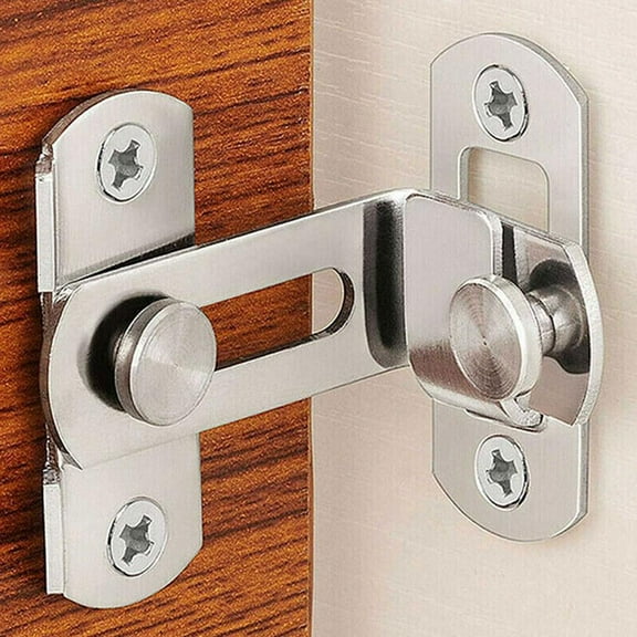 Flip Door Sliding Latch, 90 Degree Stainless Steel Latch, Safety Door Lock, Right Angle Curved Door, Buckle, Brushed Finish