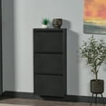 thumbnail image 1 of Flip Drawer Shoe Cabinet, Storage Organizer, Freestanding Shoe Rack, Wall Mounted No-Assembly (Black, 3 Drawer), 1 of 8