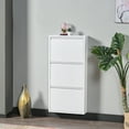 thumbnail image 1 of Flip Drawer Shoe Cabinet, Storage Organizer, Freestanding Shoe Rack, Wall Mounted No-Assembly (White, 3 Drawer), 1 of 8