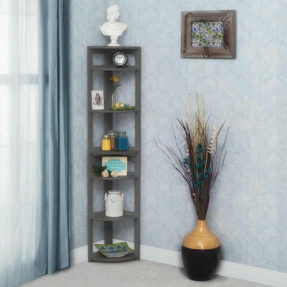 Flip Flop 67" High Corner Folding Bookcase- Grey