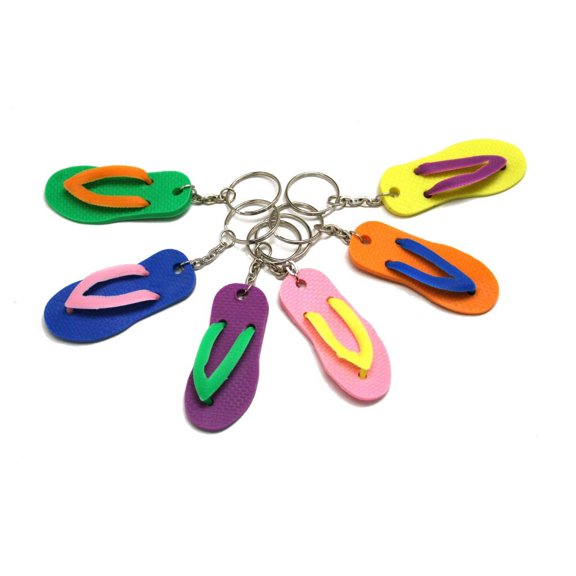 Flip Flop Key Chains - Party Favors - 12 Pieces