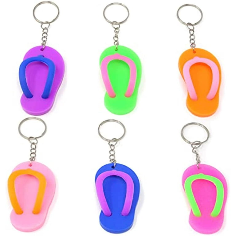 Flip Flop Keychains,6 PCS Fun Key Chains for Backpack,Purse,Luggage,Great  Giveaways for Birthday,Luau,Beach and Pool Parties