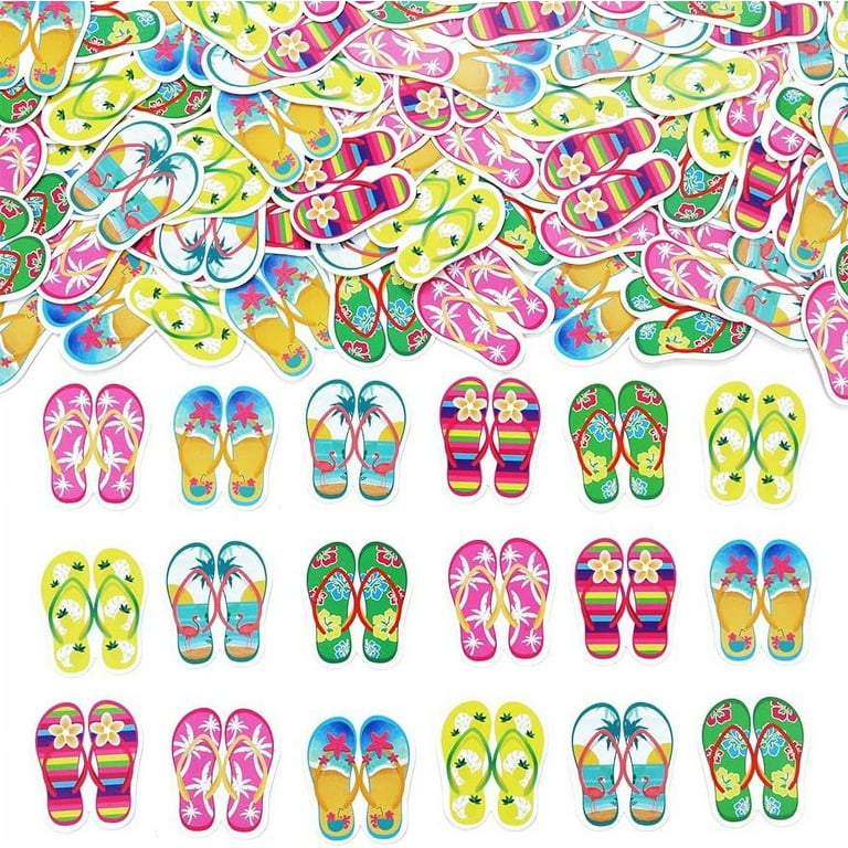 Flip Flop Party Decorations 200pcs Colorful Flip Flop Confetti Pool Theme Party Supplies Hawaiian Flip Flop Table Decors Scatter For Slippers Summer