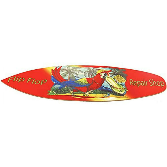 Flip Flop Repair Shop Parrot 4' (foot) Surfboard -Indoor use only, Red,Blue,Yellow