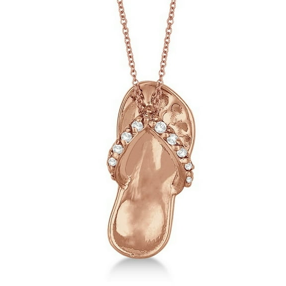 Flip Flop Shaped Diamond Pendant Necklace 14k Rose Gold (0.15ct)