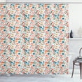 thumbnail image 1 of Flip Flop Shower Curtain, Absurd Design of Swimming Theme Icons Slippers Snorkeling Mask Bikini and Towels, Fabric Bathroom Set with Hooks, 69W X 84L Inches Extra Long, Multicolor, by Ambesonne, 1 of 3