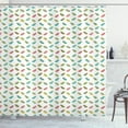 thumbnail image 1 of Flip Flop Shower Curtain, Foam Thong Sandals Design Pattern Including Polka Dots Stripes Crooked Lines, Fabric Bathroom Set with Hooks, 69W X 70L Inches, Multicolor, by Ambesonne, 1 of 3