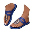 thumbnail image 1 of Flip Flop Slip on Sandals for Women 2025 Fashion Casual Leather Metal Beach Thong Slides Beach Flats, 1 of 7