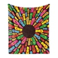 thumbnail image 1 of Flip Flop Soft Flannel Fleece Blanket, Colorful Funky Beach Slippers Aligned Circular Shape and Forming Mandala Pattern, Cozy Plush for Indoor and Outdoor Use, 60" x 80", Multicolor, by Ambesonne, 1 of 6