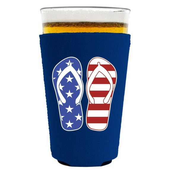 Flip Flop Stars and Stripes USA Pint Glass Coolie (Royal Blue)
