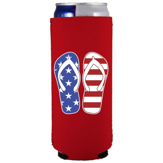 Flip Flop Stars and Stripes USA Slim Can Coolie (Red)