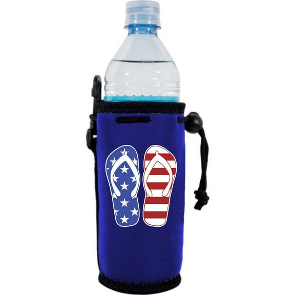 Flip Flop Stars and Stripes USA Water Bottle Coolie (Royal Blue)