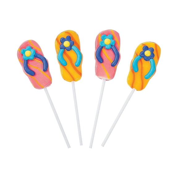 Fun Express - Flip Flop Swirl Pops for Summer - Edibles - Sucker & Pop - Swirl & Twist Pops - Summer - 12 Pieces