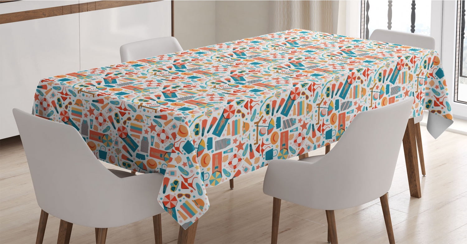 Flip Flop Tablecloth, Absurd Design of Swimming Theme Slippers ...