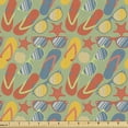 thumbnail image 1 of Ambesonne Flip Flop Fabric by the Yard Upholstery, Starfishes Seashells, 2 Yards, Green Vermilion, 1 of 4