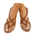 thumbnail image 1 of Flip Flop for Women 2025 Boho Beach Summer Braided Leather Strappy Flat Sandals Casual Dressy Sandals, 1 of 7