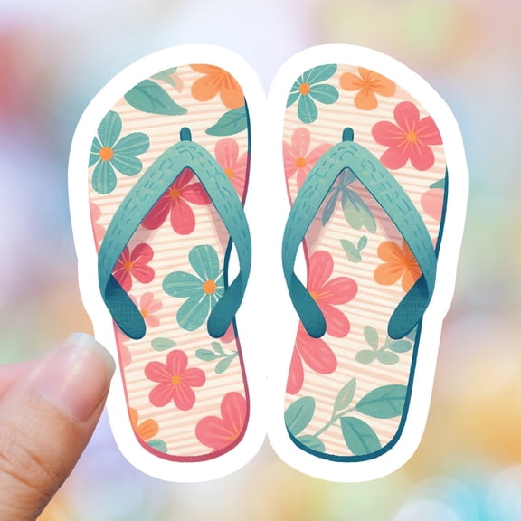 Flip Flops Beach Summer Time Beach Time Flowers Sand Vacation Summer Vacation Summer Sticker
