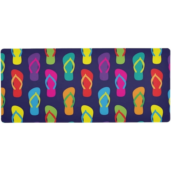 Flip Flops Blue Large Mouse Pad Gaming Mouse Pad Extended Computer Keyboard Pad Non-Slip Desk Mat for Office Home Gamer, 35.4 x 15.7 inch