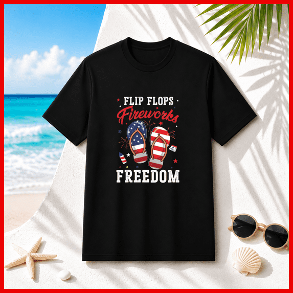 Flip Flops Fireworks Freedom Patriotic Summer Unisex T-Shirt - Walmart.com