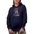 thumbnail image 1 of Flip Flops, Fireworks & Freedom, Retro 4th of July Gift, Navy Blue Hooded Sweatshirt or Hoodie, XL, 1 of 5