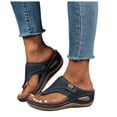 thumbnail image 1 of Flip Flops For Women Beach Orthopedic Sandals Fashion Orthotic Flip Flops Ladies Slip On Lightweight Comfortable Thong Sandals Blue 6, 1 of 6