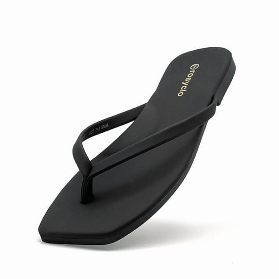 Flip Flops For Women Comfortable Round Toe Beach Sandals Vegan Leather Strap Slides Slip On Dressy Flats Sandals For Women