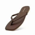 thumbnail image 1 of Flip Flops For Women Comfortable Round Toe Beach Sandals Vegan Leather Strap Slides Slip On Dressy Flats Sandals For Women, 1 of 5