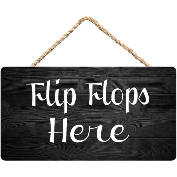 Flip Flops Here Wooden Hanging Wall Plaque 12 x 8 Inch - Beach House ...
