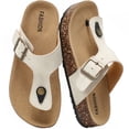 thumbnail image 1 of Lezzglt Kids Sandals with Cork Footbed Girls Boys Flip Flops, Casual Thong Slides Sandals Adjustable Straps Buckle,Flat Mules Arch Support Open Toes Flat for Toddler Summer Slippers, 1 of 8