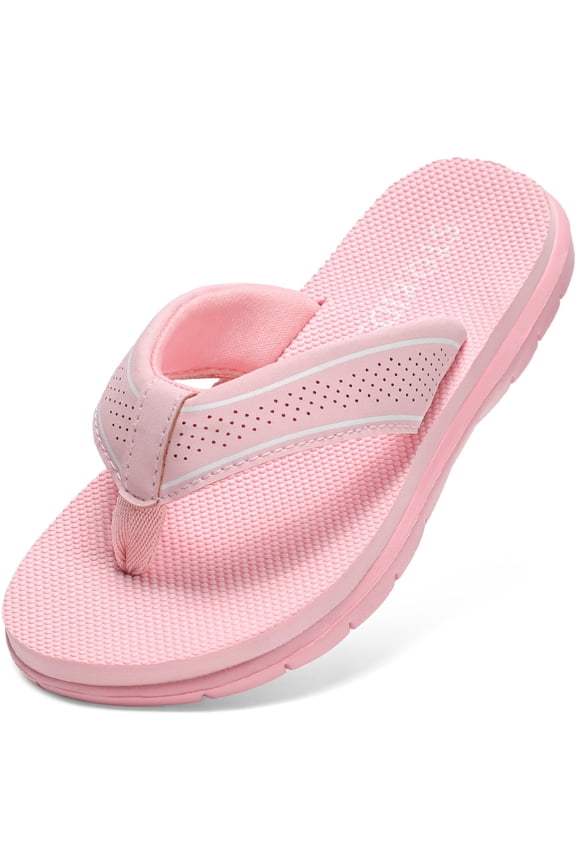 Flip Flops Kids Fashion Sandals Summer Beach Non Slip Little/Big Kids Lightweight Soft Bathroom Pool Swimming Shower Home House Sport Pink Size 5 Big Kid
