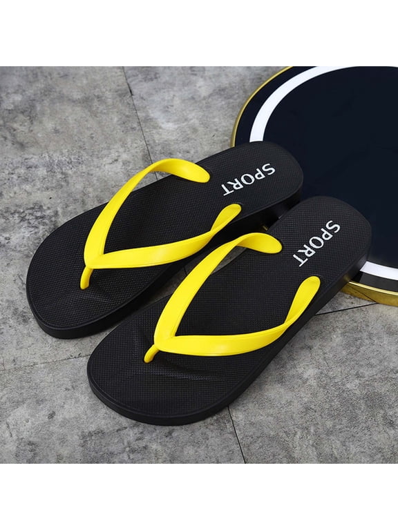 Flip Flops For Men Summer Shower Sandals Beach Bathroom Toe Post Slides Casual Outdoor Pool Vacation Lightweight Daily Comfort Footwear Easy Poolside Leisure Yellow 8