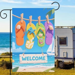 Flip Flops Spring Summer Garden Flag 12x18 Inch Double Sided Weather Resistant Outdoor Yard Flag for Porch Lawn Patio Farmhouse Holiday