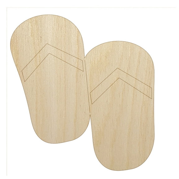 Flip Flops Summer Vacation Wood Shape Unfinished Piece Cutout Craft DIY Projects - 4.70 Inch Size - 1/4 Inch Thick