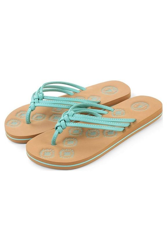 Flip Flops for Women | Comfortable Durable Summer Beach Sandals with Non-Slip Weatherproof Sole | Stylish Casual Footwear for Poolside, Beach, Outdoor Activities (Size-7-Aqua)