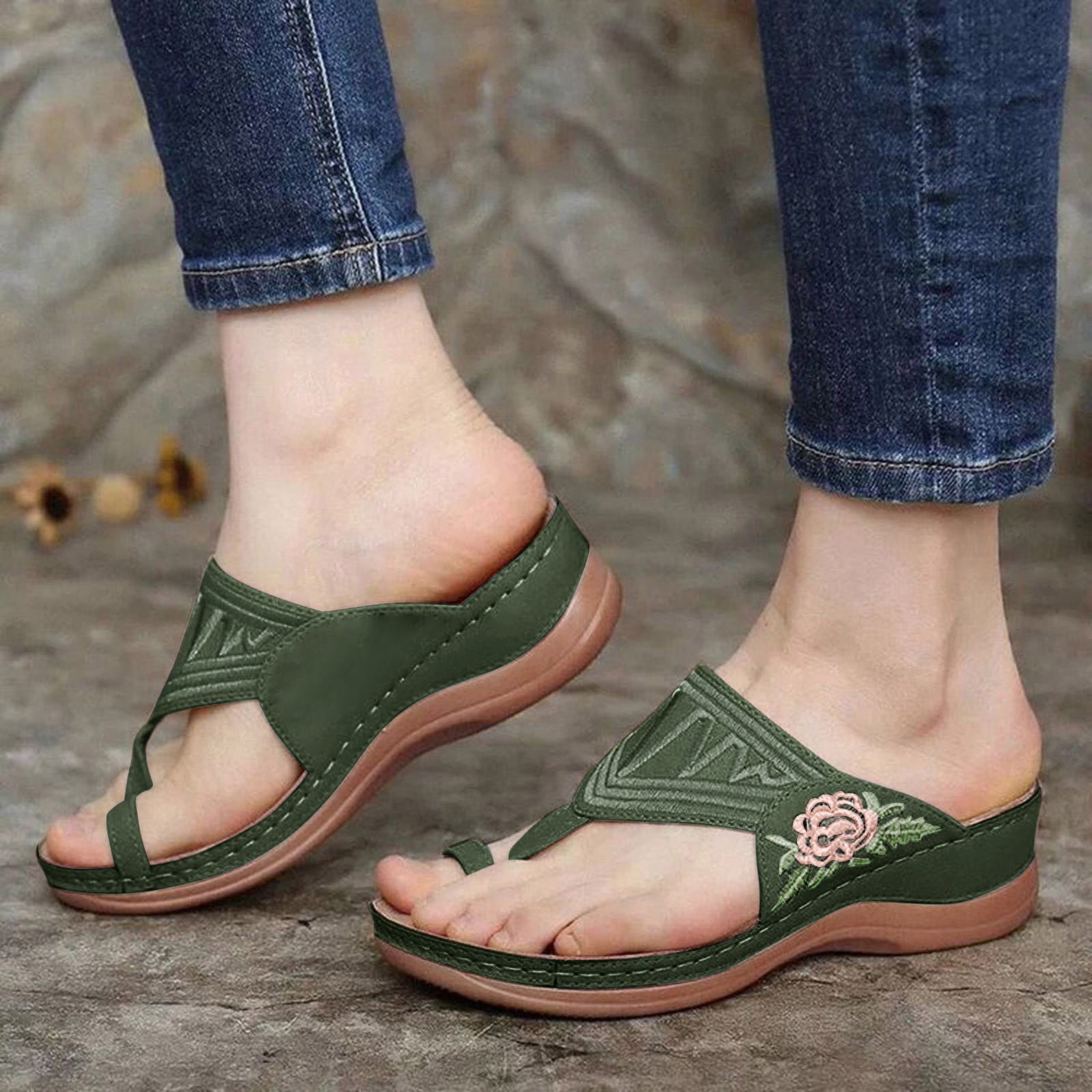 Flip Flops for Women Snug Pretty Supportive Wide Width Flip Flops for