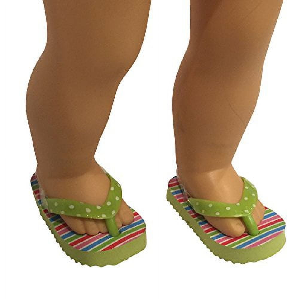Flip Flops for Dolls - Flip Flops Fits All 18 inch Dolls (Green Polka ...