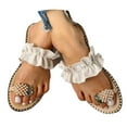 thumbnail image 1 of Flip Flops for Women 2025 Summer Beach Casual Cute Pearl Pineapple Flower Trim Slip on Flats Sandals, 1 of 6