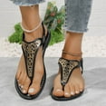 thumbnail image 1 of Flip Flops for Women 2026 Beach Summer Comfortable Strappy Flat Walking Thong Sandals with Elastic Strap Black Size 36-43, 1 of 9