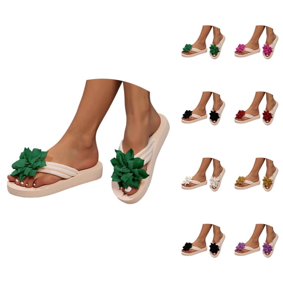 Flip Flops for Women 2026 Summer Trendy 3d Flower Lightweight on Platform Thong Sandals