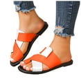 thumbnail image 1 of Flip Flops for Women Color Block Strappy Flat Sandals Lightweight Casual Slip on Summer Beach Shoes Orange Size 7.5, 1 of 7
