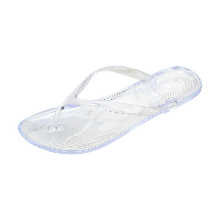 Flip Flops for Women Jelly Thong Sandal Clear Rubber Flat Beach Sandals Summer Casual Pool Bath Slippers