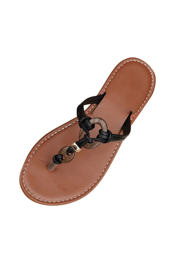 Flip-Flops for Women Sandals Summer Open Toe Slip-On Peep Toe Slippers Thong Shoes for Women Beach Fashion Black 7.5