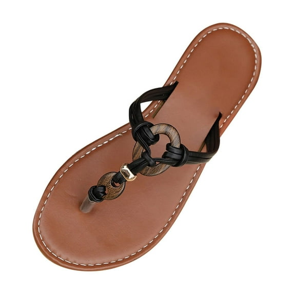 Flip-Flops for Women Sandals Summer Open Toe Slip-On Peep Toe Slippers Thong Shoes for Women Beach Fashion Black 8