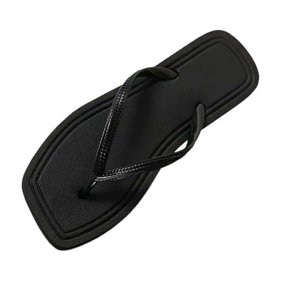 Flip Flops for Women Square Toe Thong Sandals Comfortable Summer Beach Slip on Slippers Black 38-39